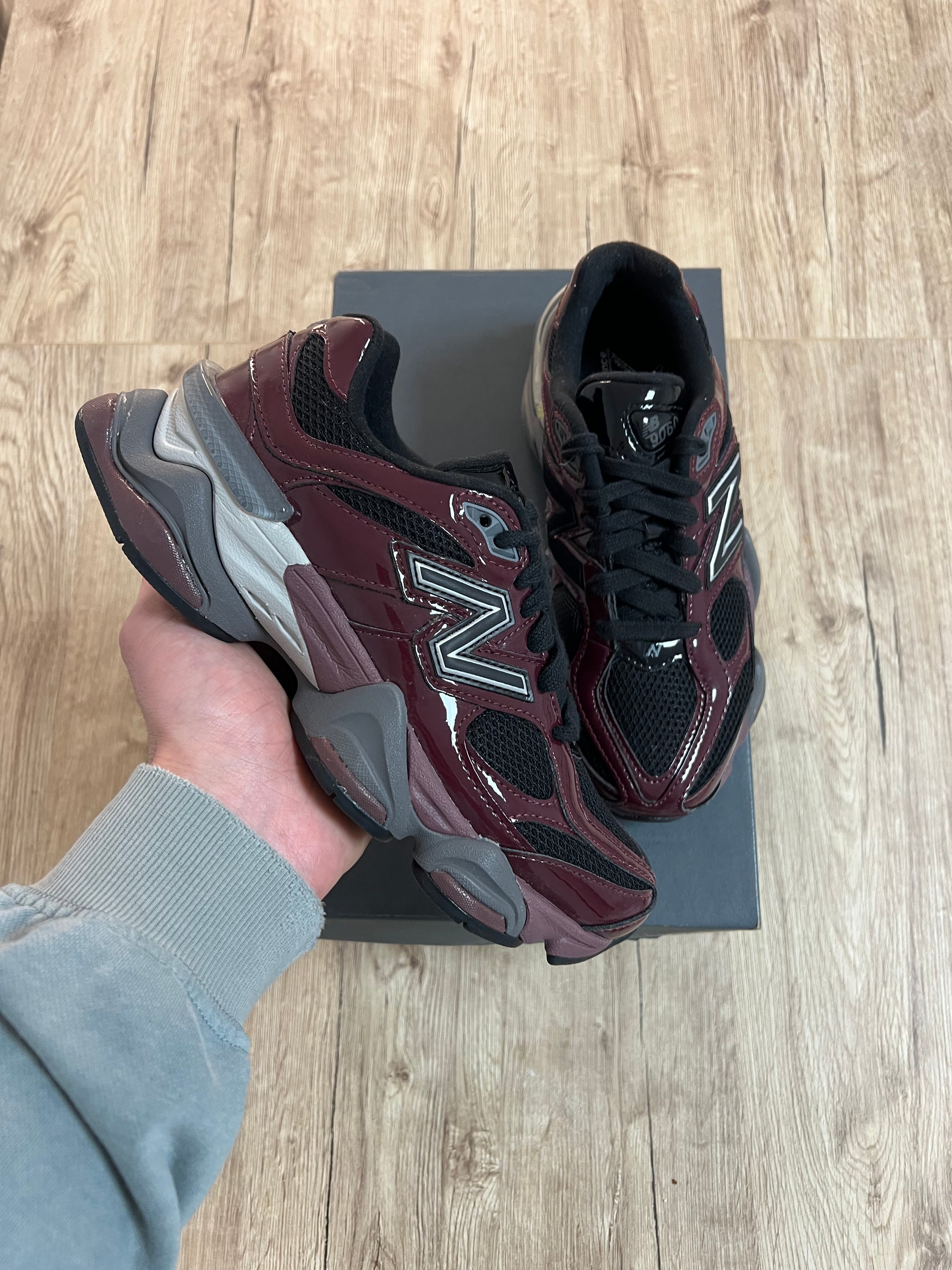 New Balance 9060 Patent Burgundy