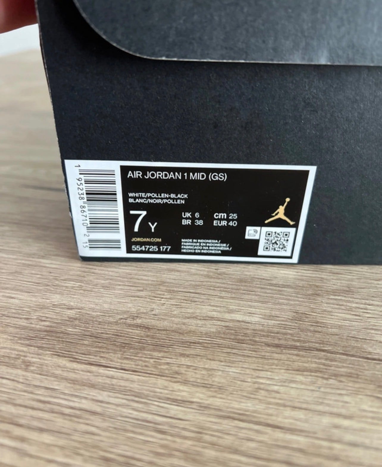 Air Jordan 1 Mid White Pollen Black (GS)